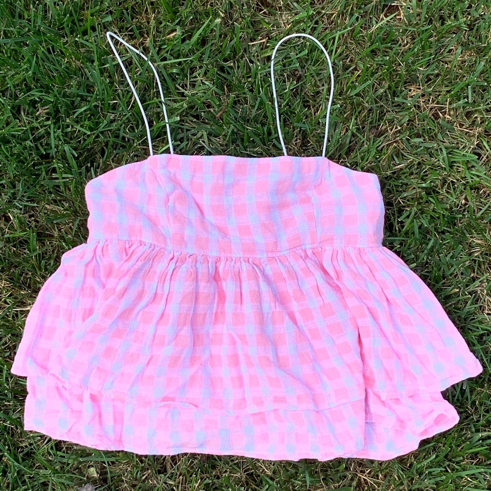 URBAN OUTFITTERS pink and white checkered tank top